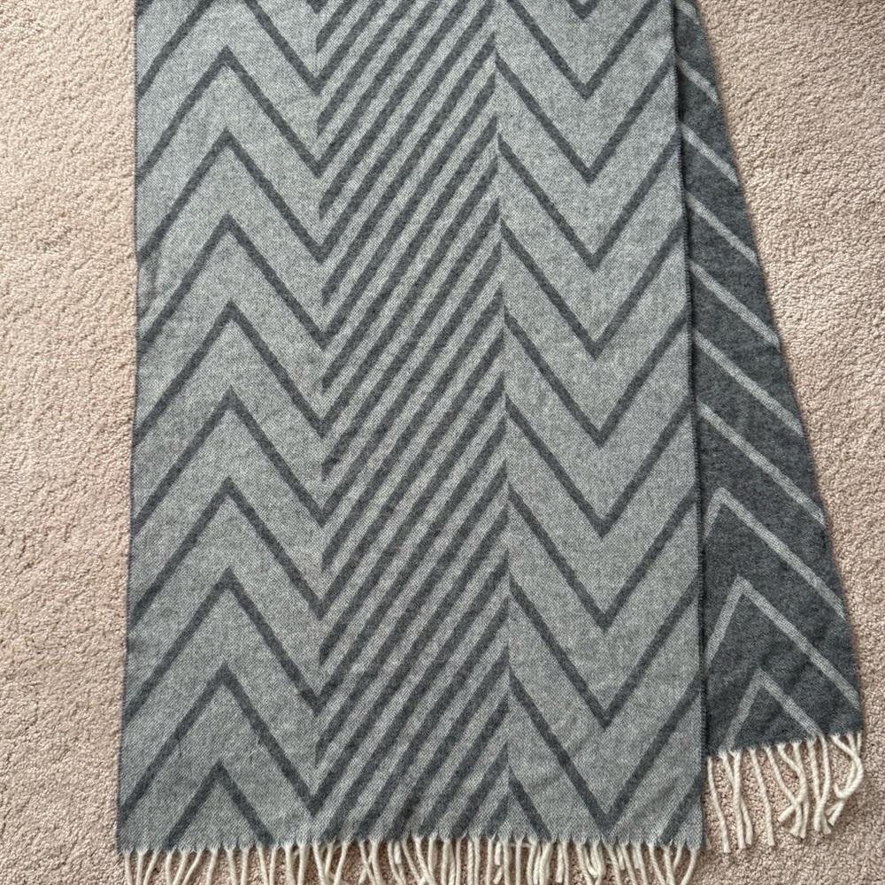 Scotch & Soda Gray Chevron Fringe Scarf